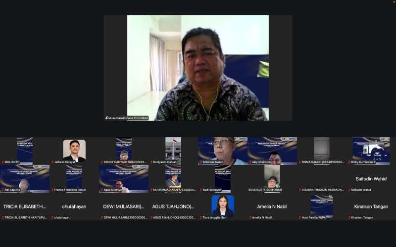 ASSOC. PROF. DR. MUSA DARWIN PANE, S.H., M.H. DIPERCAYA MEMBAWAKAN MATERI PENELUSURAN DAN DOKUMENTASI HUKUM DALAM PROGRAM PKPA