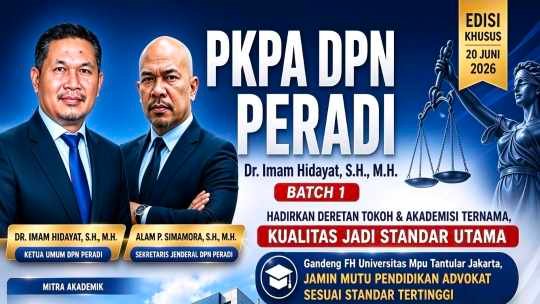 PKPA Batch 1 DPN PERADI Dr. Imam Hidayat: Hadirkan Tokoh & Akademisi Ternama, Kualitas Jadi Standar Utama