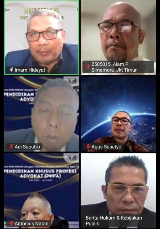 DPN PERADI Pimpinan Dr. Imam Hidayat, S.H., M.H. Sukses Gelar PKPA Angkatan I Secara Daring Bersama Fakultas Hukum Universitas Mpu Tantular