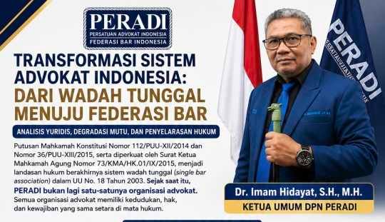 Dr. Imam Hidayat, S.H., M.H.: Transformasi Sistem Advokat Indonesia – Dari Wadah Tunggal Menuju Federasi Bar