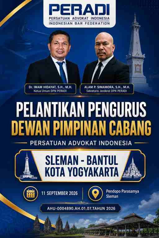 DEGUPAN HATI TANAH JOGJA! PELANTIKAN DPC PERADI SLEMAN, KOTA YOGYAKARTA, BANTUL AKAN SEGERA DIGELAR DI PENDOPO PARASAMYA!